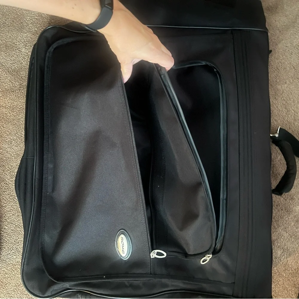 Black Garment bag suitcase travel for dresses or suits